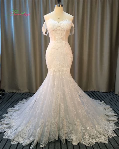 Dream Angel Elegant Strapless Appliques Lace Mermaid Wedding Dresses 2018 Sexy Short Sleeve
