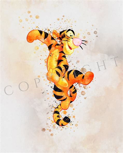 Tigger Watercolor Print Winnie The Pooh Print Winnie The Pooh Etsy