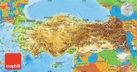 Physical Map Of Turkey Political Outside Shaded Relief Sea