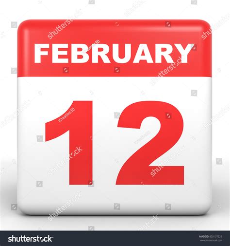 February 12 Calendar On White Background 3d Illustration 503107525