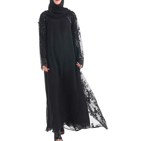 high class embroidery sequins dubai muslim women maxi dress cardigan long robe kimono ramadan