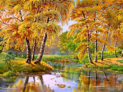 Feel free to send us your own. Wonderful Autumn Landscape, River, Trees 087537 ...