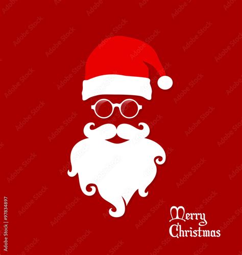 Hipster Santa Claus Party Greeting Card Banner Sticker Hipster