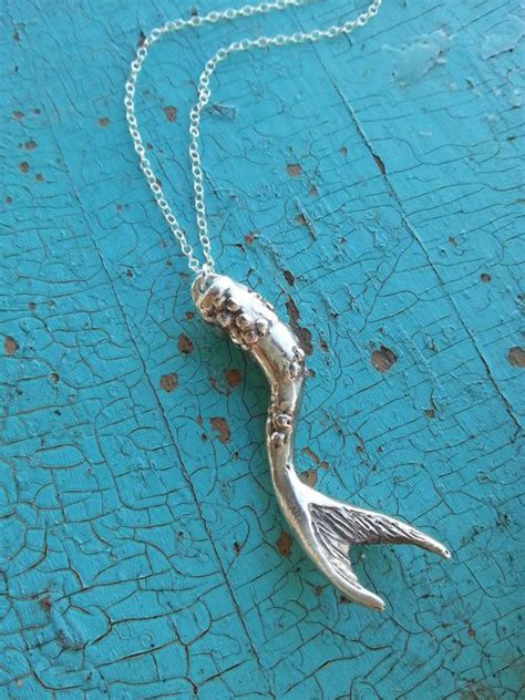 Large Sterling Silver Mermaid Tail Pendant Necklace Handmade Etsy