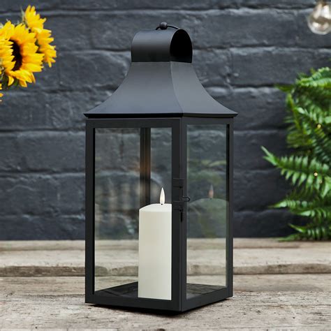 45cm Albury Black Garden Lantern With Truglow Candle Uk