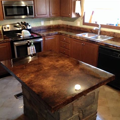 Kens Custom Designs Beautiful Acid Stained Overlay On Kitchen