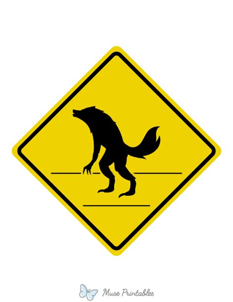Printable Werewolf Crossing Sign