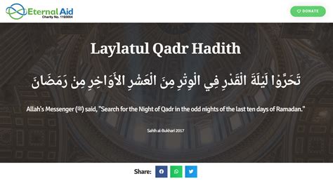 Laylatul Qadr Hadith Eternal Aid Charity