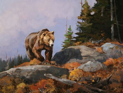 Grizzly Crossing The Divide 18 X 24 Oil Sold Bear Paintings