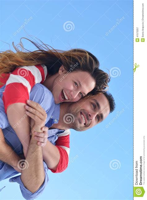 Happy Young Romantic Couple Have Fun Relax Stock Image Image Of