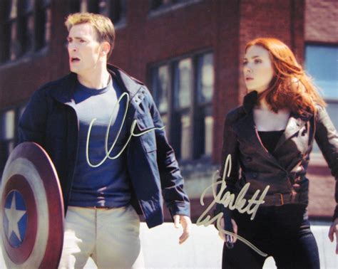 Scarlett Johansson And Chris Evans Avengers Hand Signed Photo 10x8