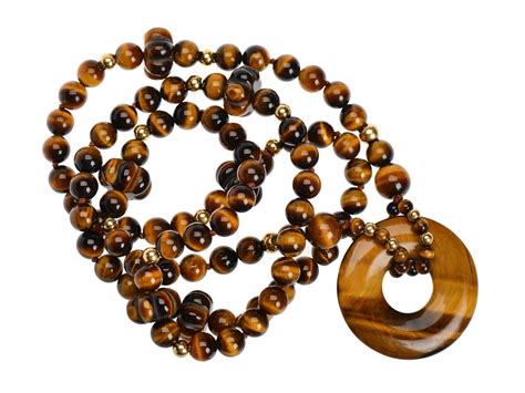 Vintage Fine Tigers Eye Beads K Yellow Gold Spacers Carved Etsy
