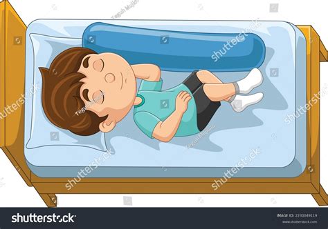 Cartoon Little Boy Sleeping Bed Stock Vector Royalty Free 2230049119