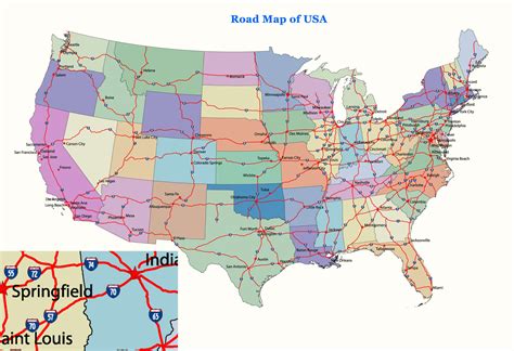 Usa Road Map Usa Road Map Highway Map Interstate Highway Map World Map