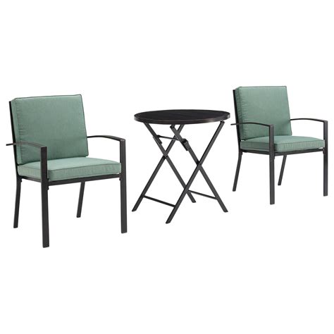 Crosley Furniture Kaplan 3 Piece Patio Bistro Set With Arm Chair In