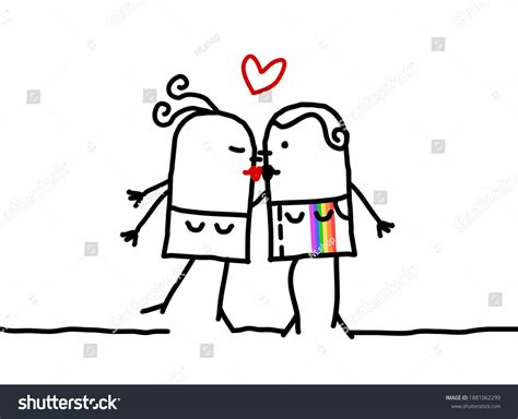 hand drawn cartoon lesbian women couple stock vector royalty free 1881062299