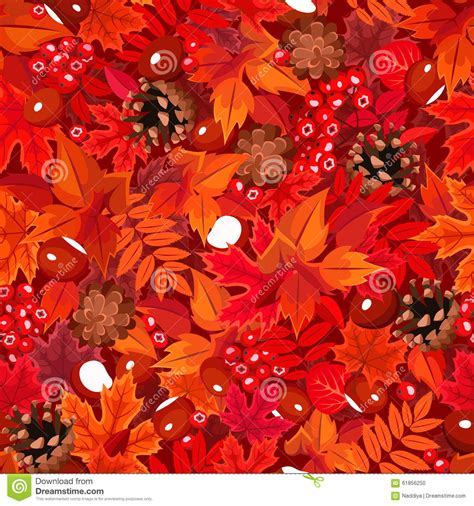 Seamless Pattern With Red Autumn Leaves Vector Illustration Stock