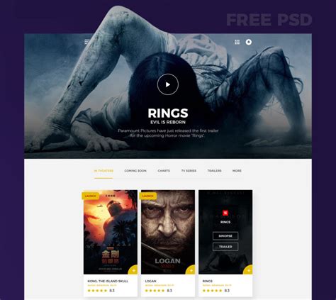 Free Movies Website Template Free PSD at FreePSD.cc