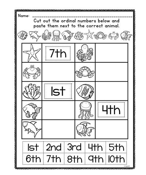 Ordinal Numbers Preschool Worksheet