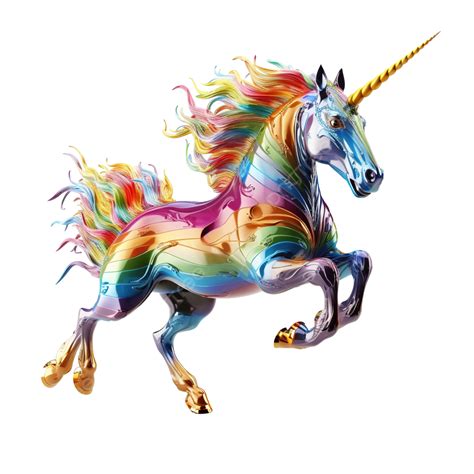Unicorn Riding The Rainbow Illustration 3d Render Cute Unicorn
