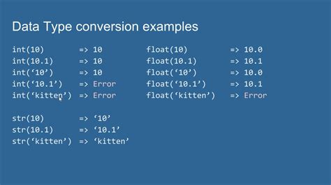 Python Data Type Conversions Youtube