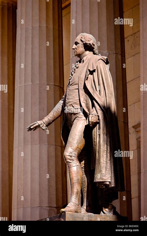 Statue Of George Washington At The Site Of His First Inaugural Address