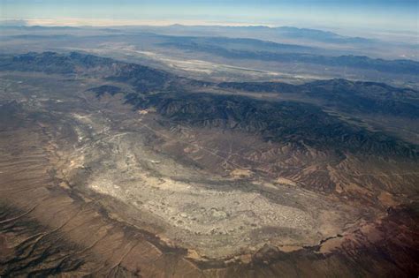 Aerial Photo Of Playa And Parallel Mountain Ranges Of The Basin And