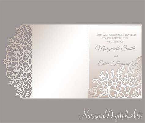 Tri Fold Floral 5x7 Wedding Invitation Pocket Envelope Svg Etsy