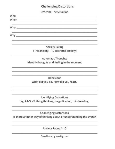 Challenging Cognitive Distortions Worksheets