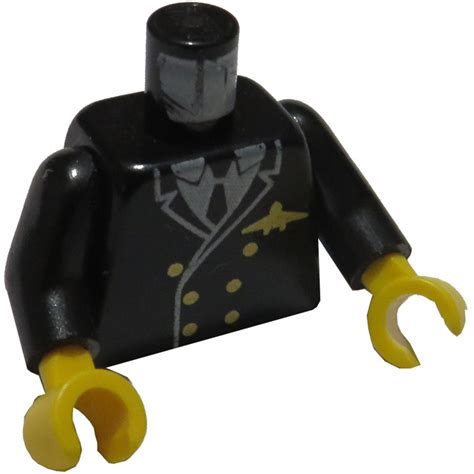 Lego Zwart Town Torso Pilot Suit Met Golden Buttons En Golden