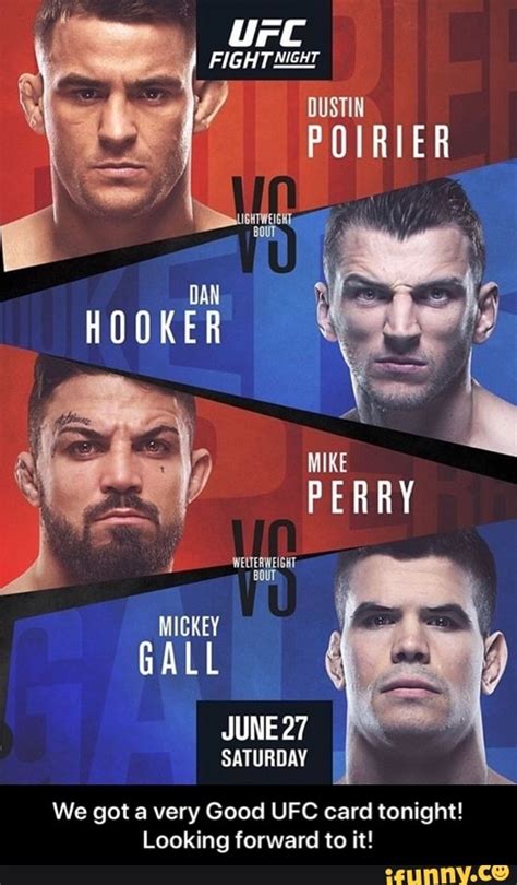 Get all the news on the latest ufc fight tonight for all fight cards. SATURDAY We got a very Good UFC card tonight! Looking forward to it! - We got a very Good UFC ...