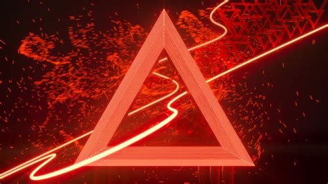 Wallpaper Neon Red Line Art Lines Triangle Floating Wallpaper