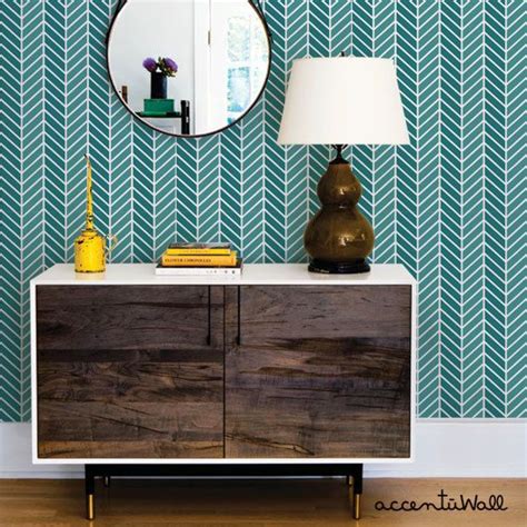 Herringbone Two Tone Teal Peel And Stick Wallpaper Etsy Cleaning