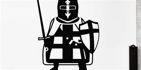 Vinyl Wall Decal Crusader Warrior Knight Sword Shield Boys Room Stick