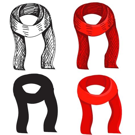 Premium Vector Isolated Hand Drawn Sketch Red Scarf