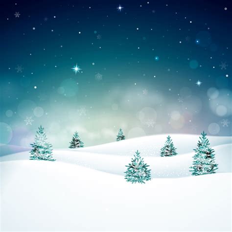 Snow Mountain With Christmas Tree Vector Free Download