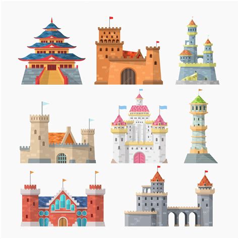 Premium Vector Different Types Of Castles Simple Isolated
