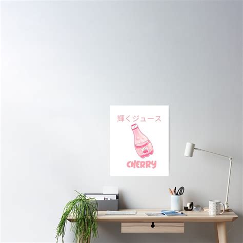 Aesthetic Cherry Sparkling Soda Japanese Juice Poster By Glwithus