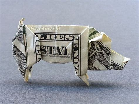 Pig Money Origami Animal Made Of Real Dollar Bill Money Origami Heart