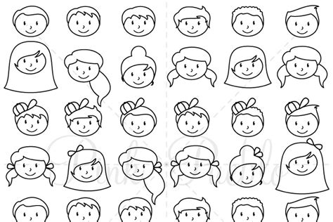 Stick Figure Heads Clipart And Vectors Custom Designed Illustrations