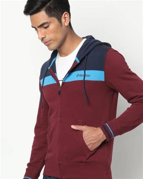 Buy Zip Front Hooded Sweatshirt With Kangaroo Pockets Online At Best