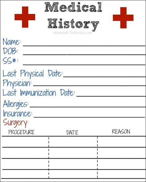 Medical History Free Printable Medical History Medical
