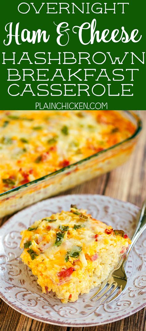 The perfect breakfast option for a special occasion! Overnight Ham and Cheese Hashbrown Breakfast Casserole | Plain Chicken