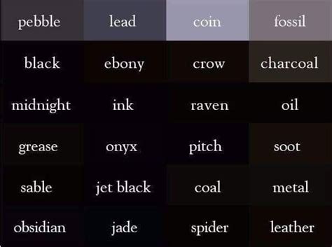 Names Of Colors In English Shades Of Black Farbenlehre Farben Lehre