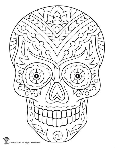 Intricating sugar skull printable for adults coloring pages printable and coloring book to print for free. Sugar Skull Skeleton Adult Coloring Page | Woo! Jr. Kids ...