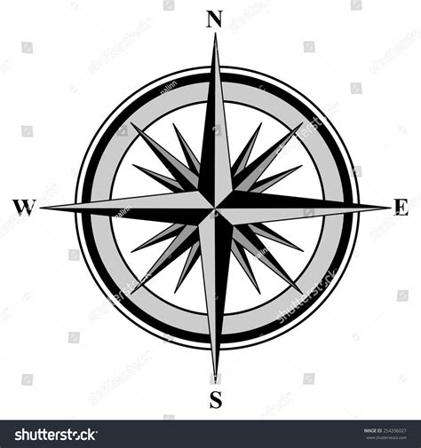 Illustration Compass All Directions North East Stock Vector Royalty