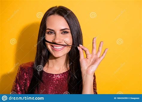 If I Were Man Close Up Photo Of Amazing Lady Making Moustache With One Curl Like Guy Wear Shiny