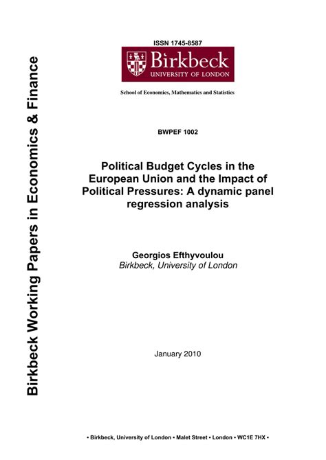 PDF Political Budget Cycles In The European Union And The Impact Of