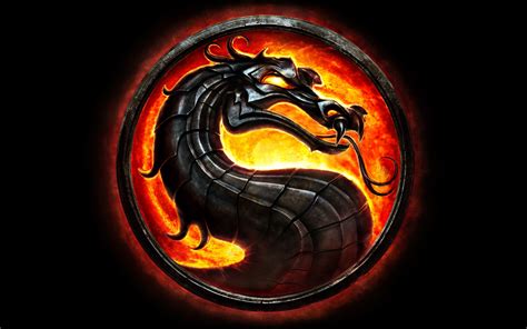 Illustration Black Background Logo Dragon Mortal Kombat Circle