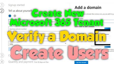How To Create A New Microsoft 365 Tenant Verify A Domain And Create
